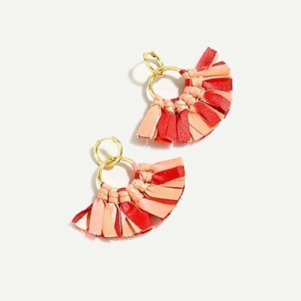 J. CREW Fabric Fan Bright Pink Earrings NWT